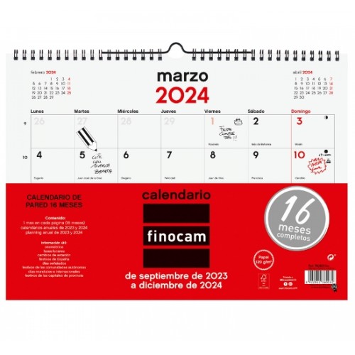 Calendario 2024 Pared Grande Español 16 meses