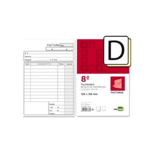 Liderpapel T200 Talonario Factura 8º Duplo Original Y Copia 2273